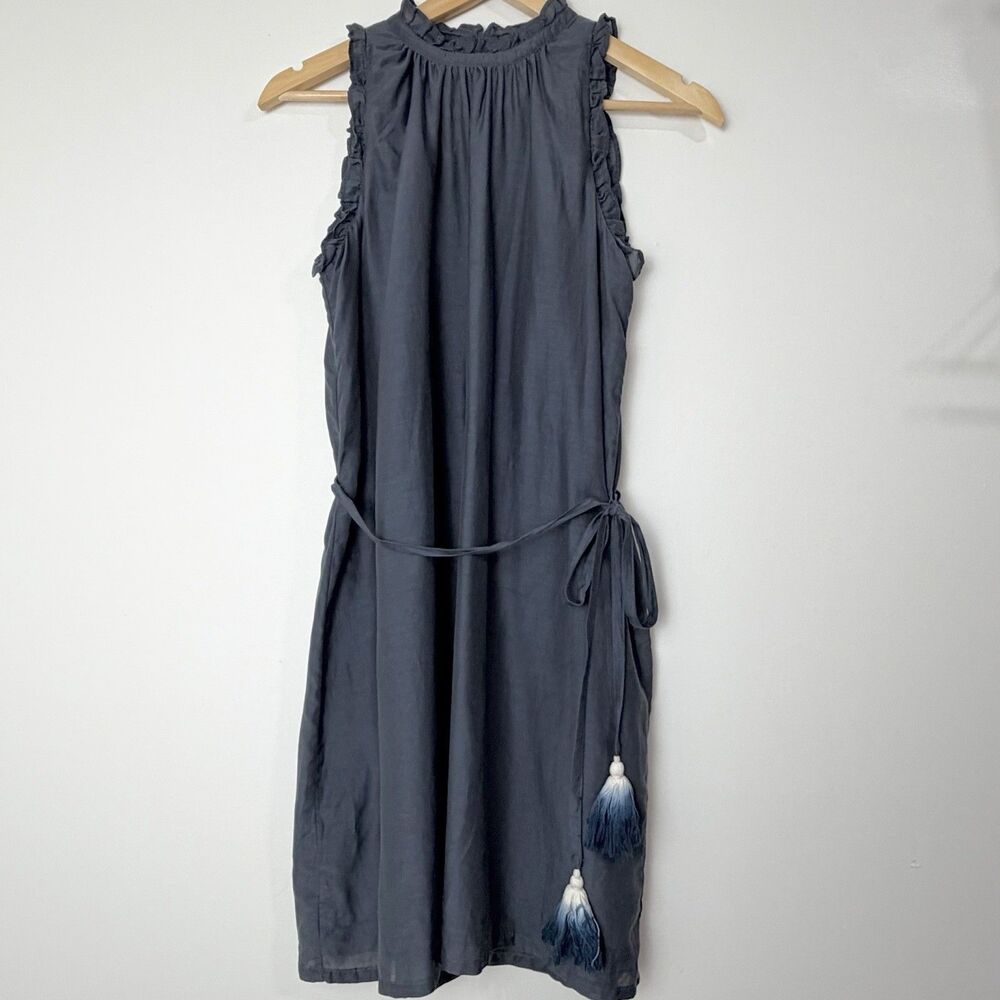 Trovata Birds Of Paradise Dress Navy Blue Sleeveless Tassel Belt Women’s XS